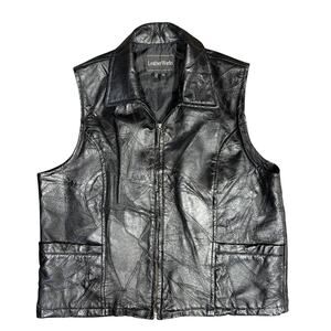 Vintager Leather Works Vest Jacket 2XL XXL Black Womens Patchwork Motorcycle